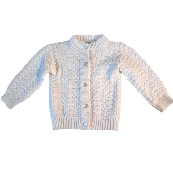 Julius Berger Other - VTG 60's Julius Berger Girls Cream Cable Knit Button Kids Cardigan Sweater 18m